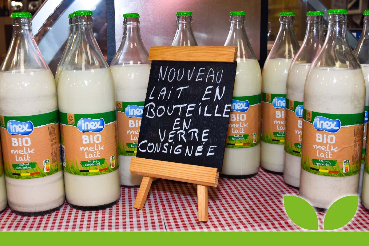 Pack 6 x 1L Lait de vache frais demi écremé (bouteilles en verre